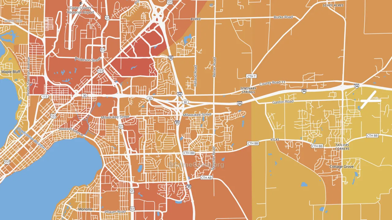 53718, WI Map of Vehicle Theft Rates