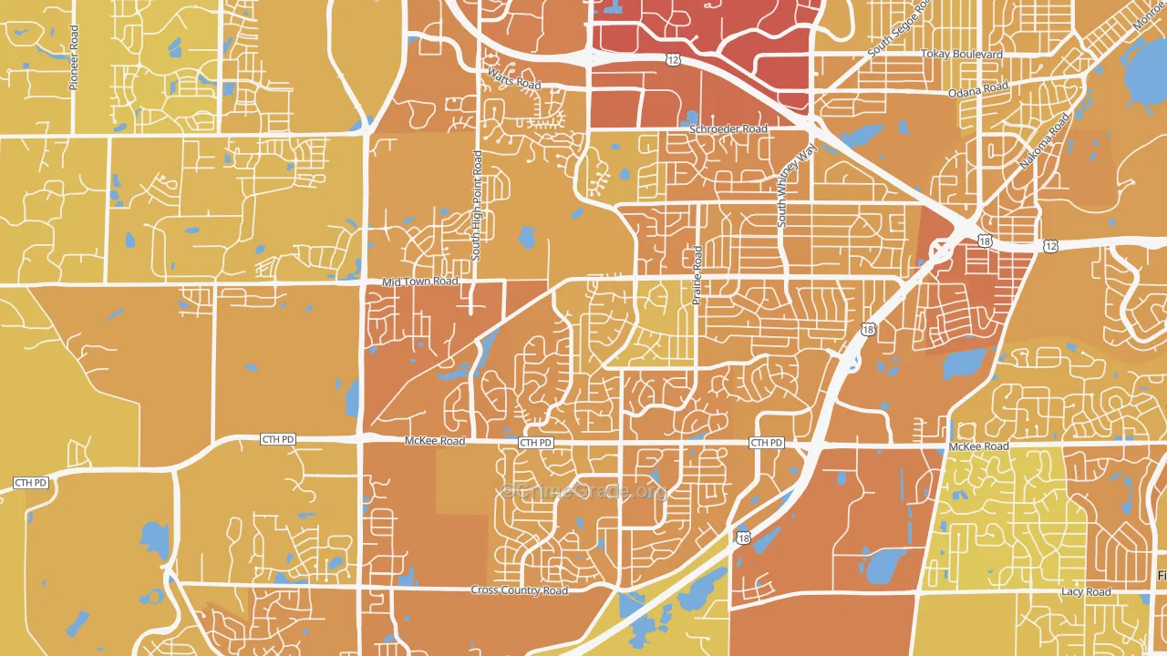 53719, WI Map of Vehicle Theft Rates