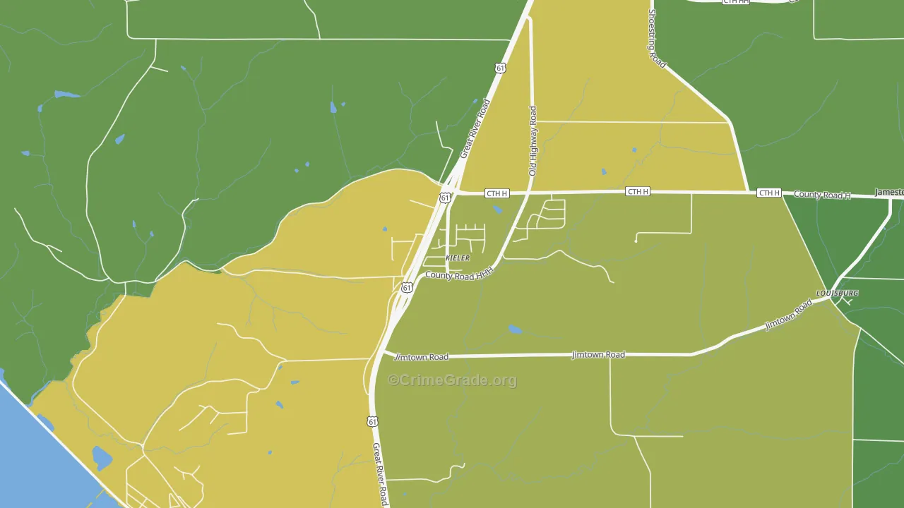 53812, WI Map of Vehicle Theft Rates