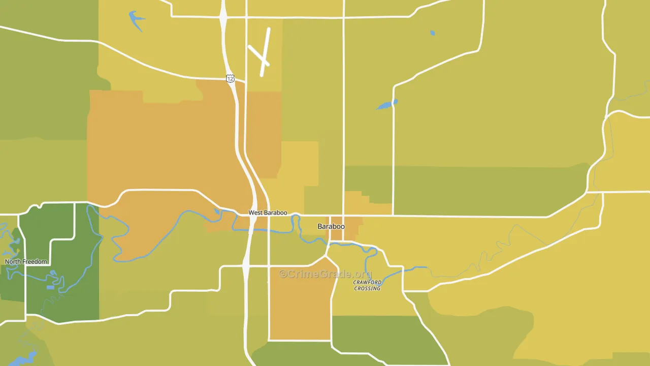 53913, WI Map of Vehicle Theft Rates
