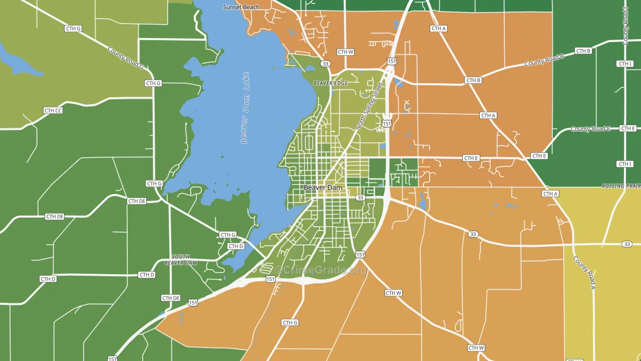 53916, WI Map of Vehicle Theft Rates