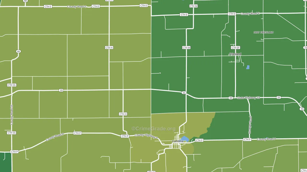 53923, WI Map of Vehicle Theft Rates
