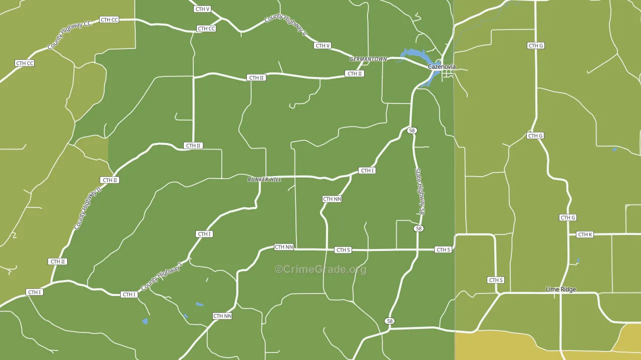 53924, WI Map of Vehicle Theft Rates