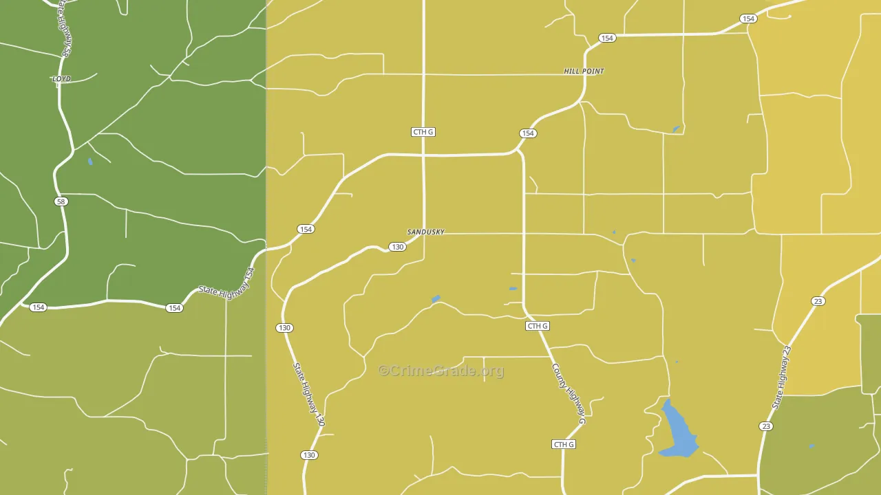 53937, WI Map of Vehicle Theft Rates