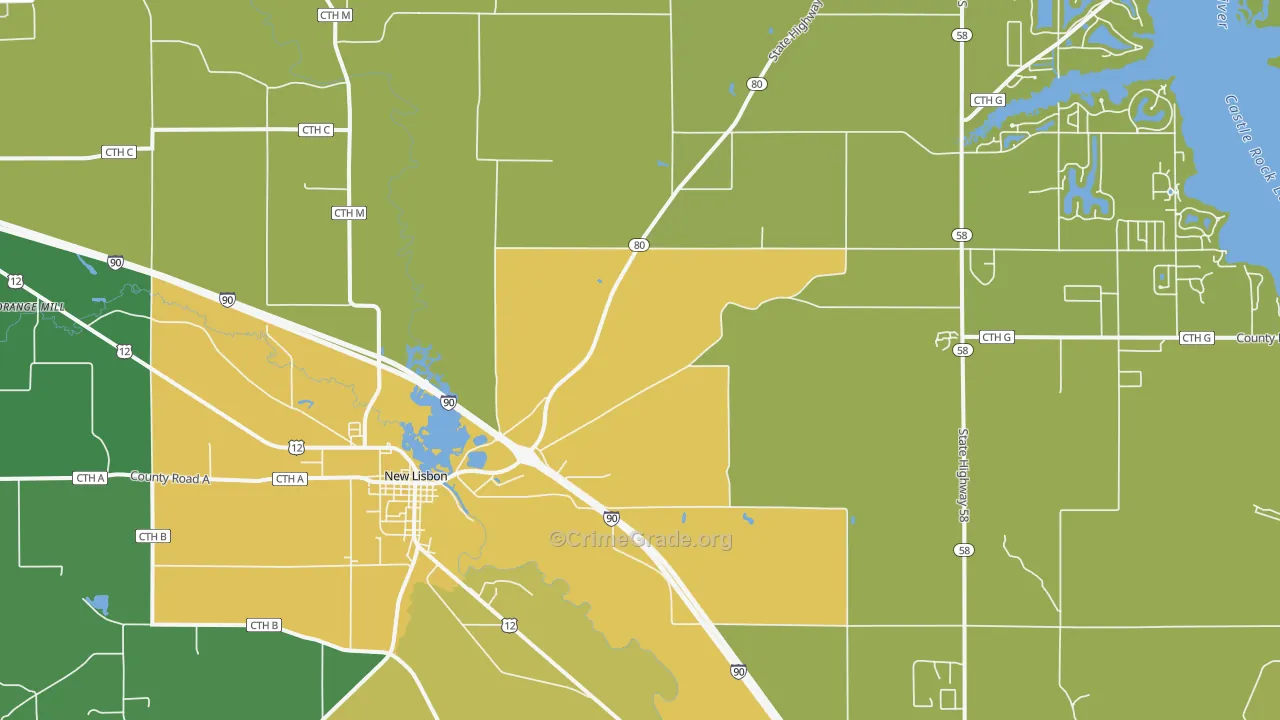 53950, WI Map of Vehicle Theft Rates