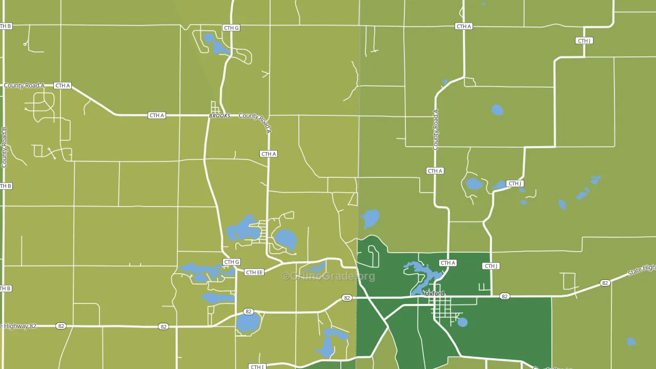 53952, WI Map of Vehicle Theft Rates