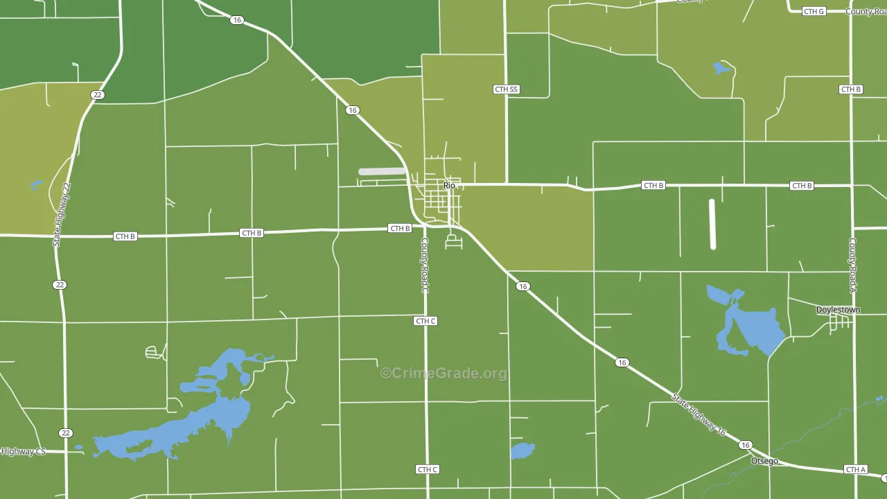 53960, WI Map of Vehicle Theft Rates