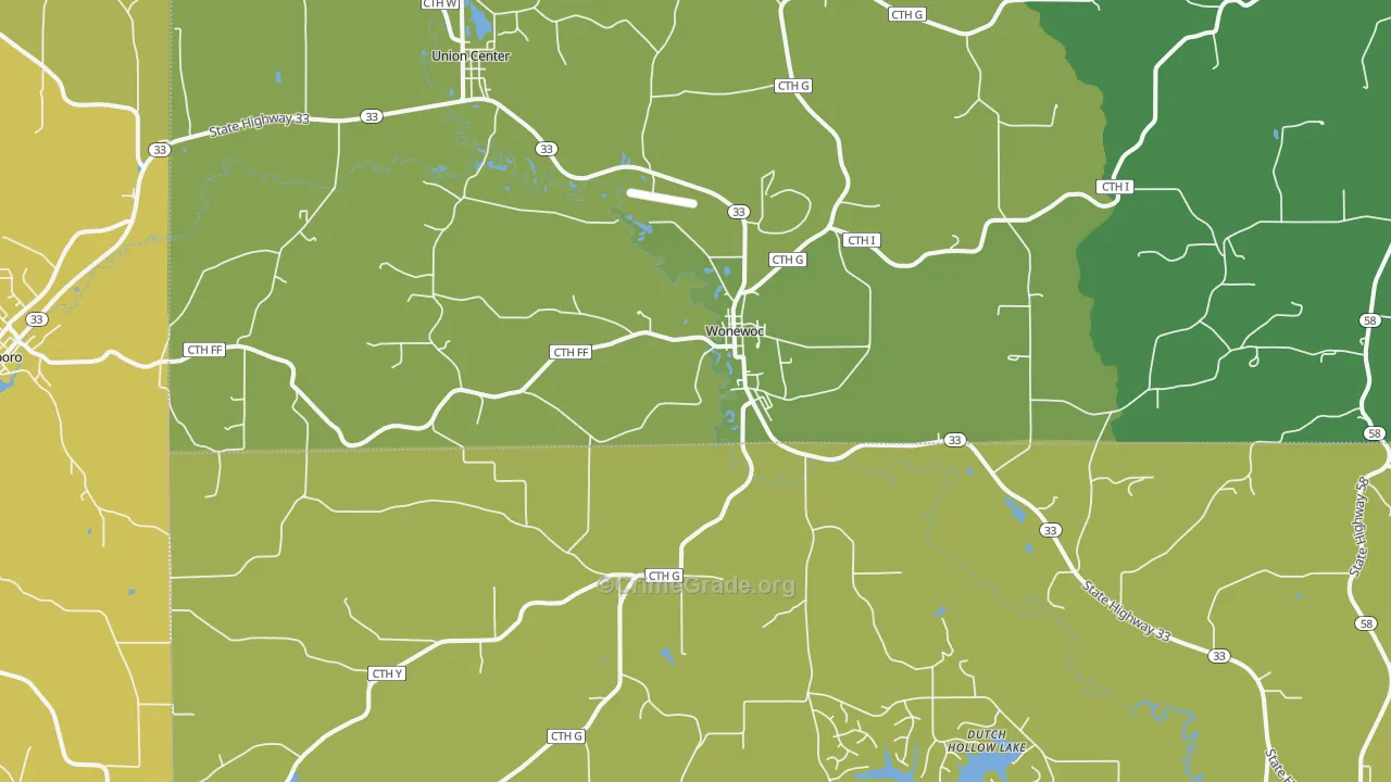 53968, WI Map of Vehicle Theft Rates
