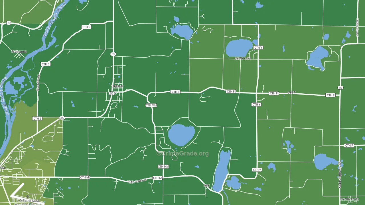 54009, WI Map of Vehicle Theft Rates