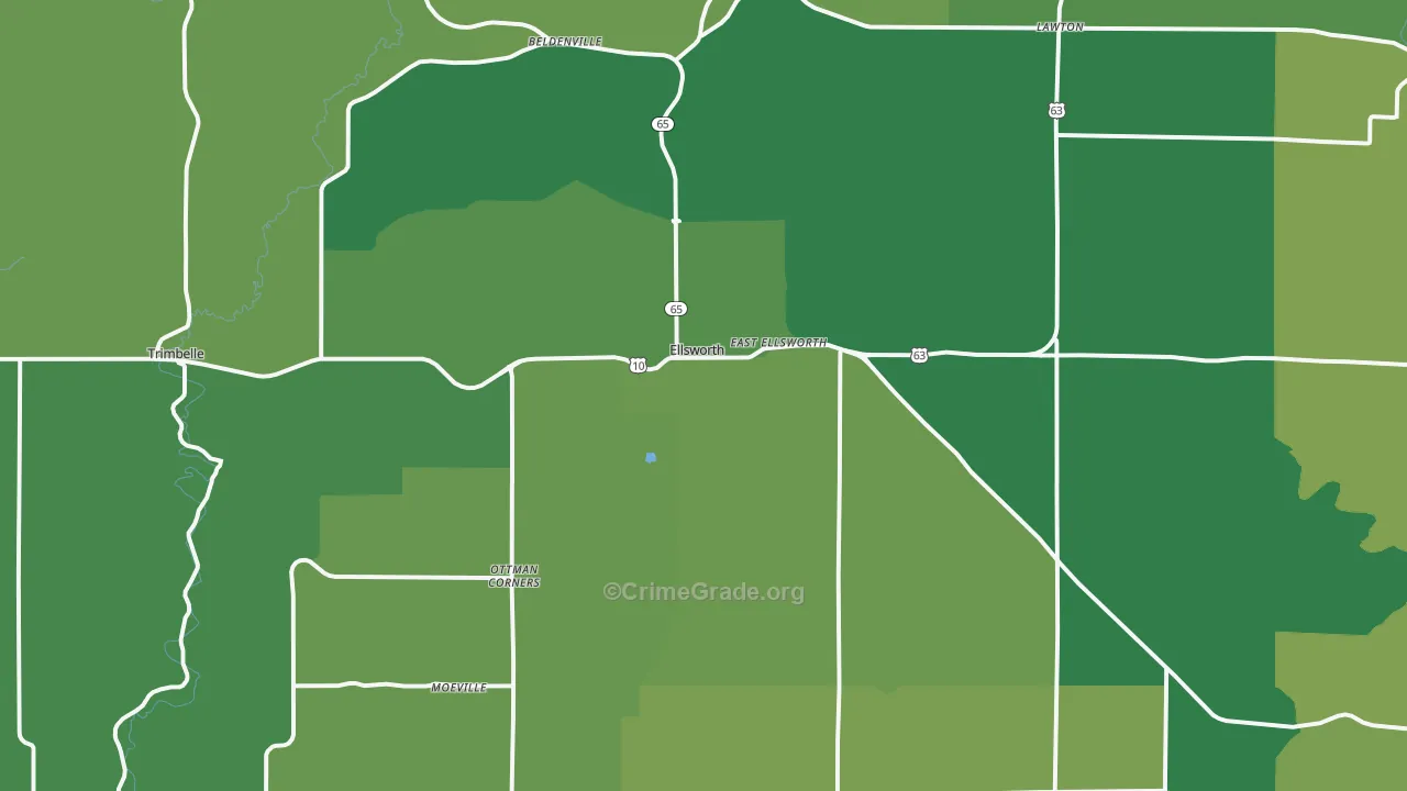 54011, WI Map of Vehicle Theft Rates