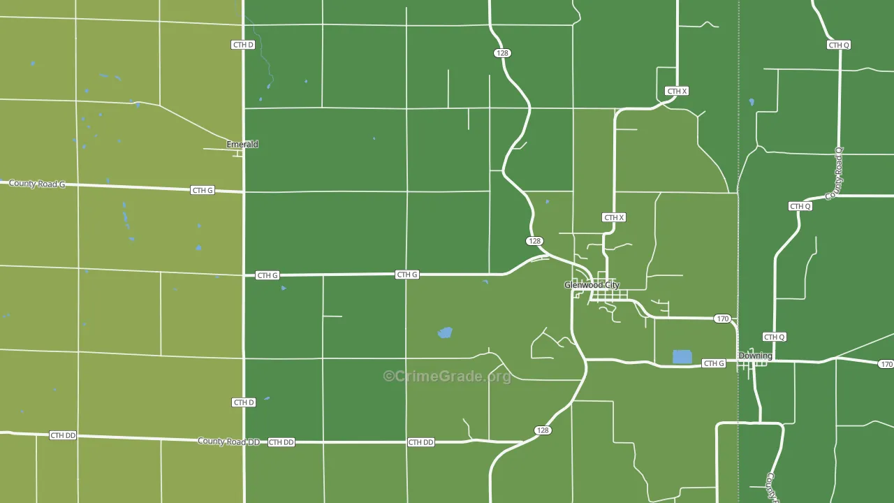 54013, WI Map of Vehicle Theft Rates