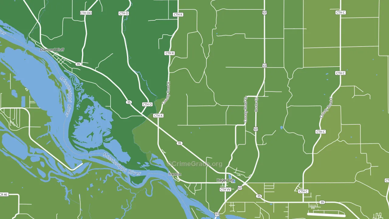 54014, WI Map of Vehicle Theft Rates