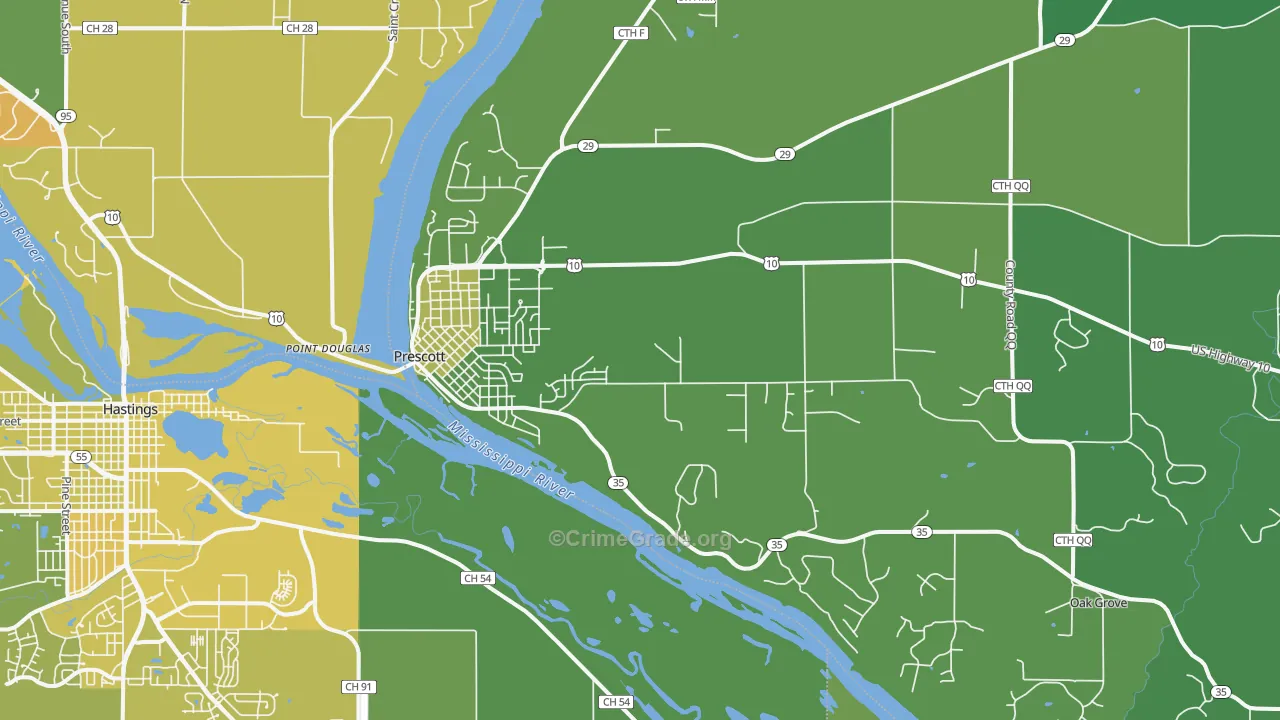 54021, WI Map of Vehicle Theft Rates