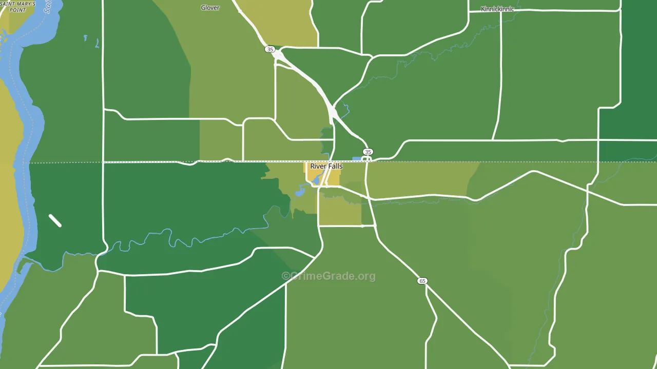 54022, WI Map of Vehicle Theft Rates