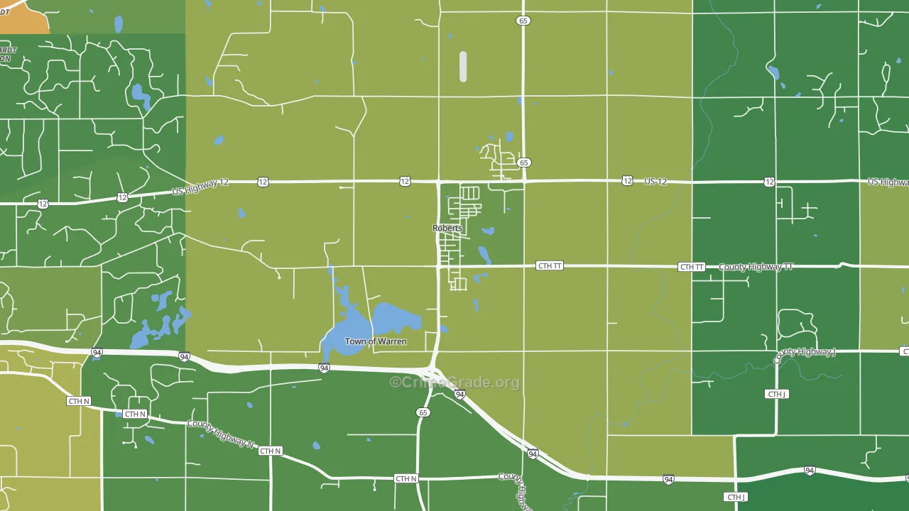 54023, WI Map of Vehicle Theft Rates