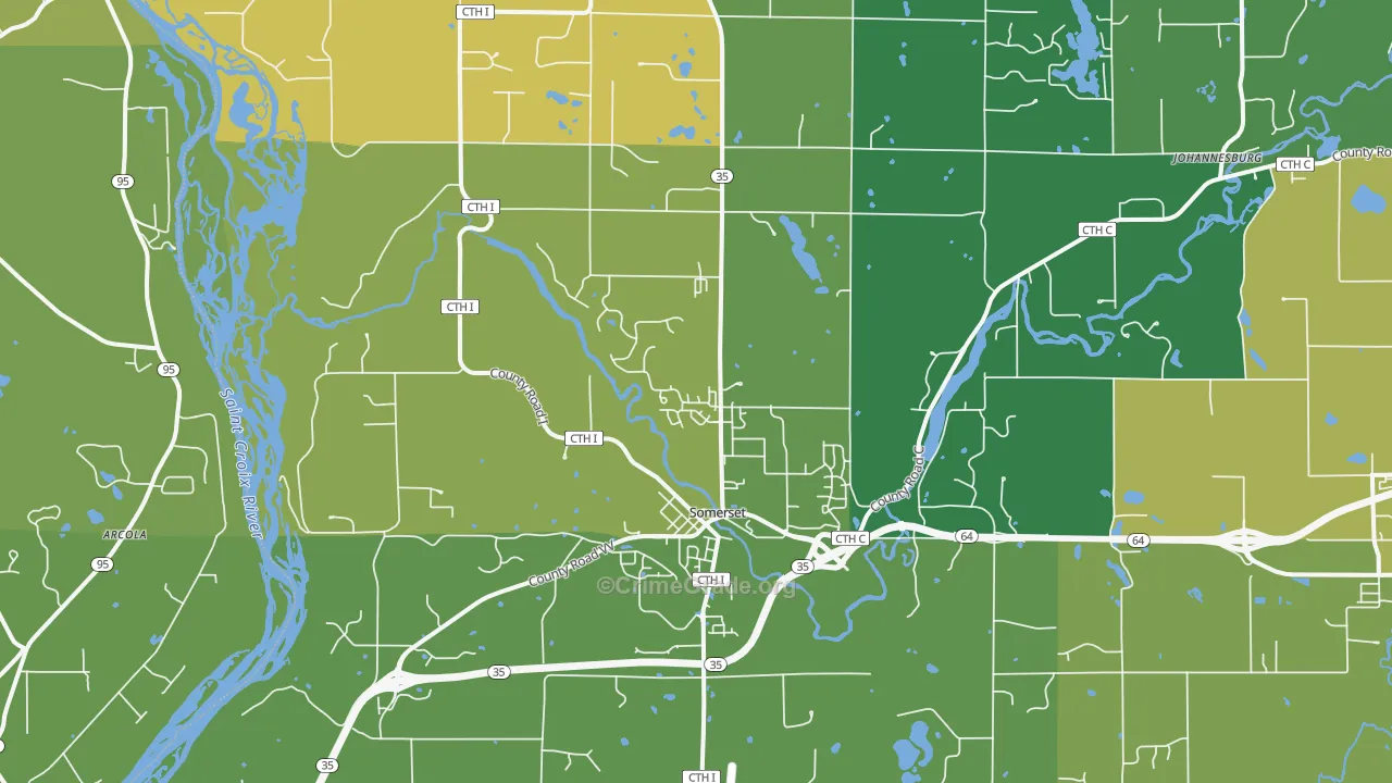 54025, WI Map of Vehicle Theft Rates