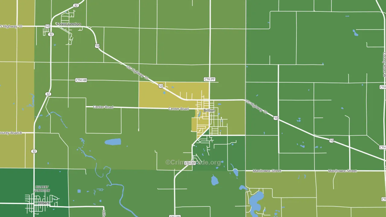 54110, WI Map of Vehicle Theft Rates
