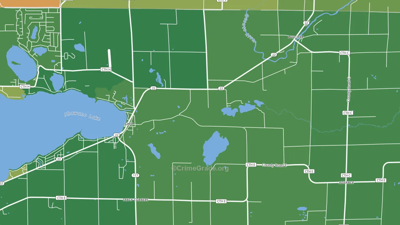54111, WI Map of Vehicle Theft Rates