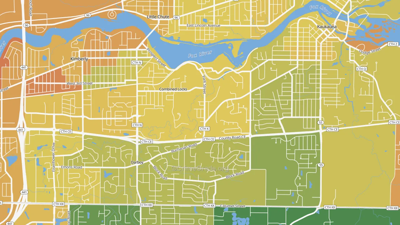 54113, WI Map of Vehicle Theft Rates