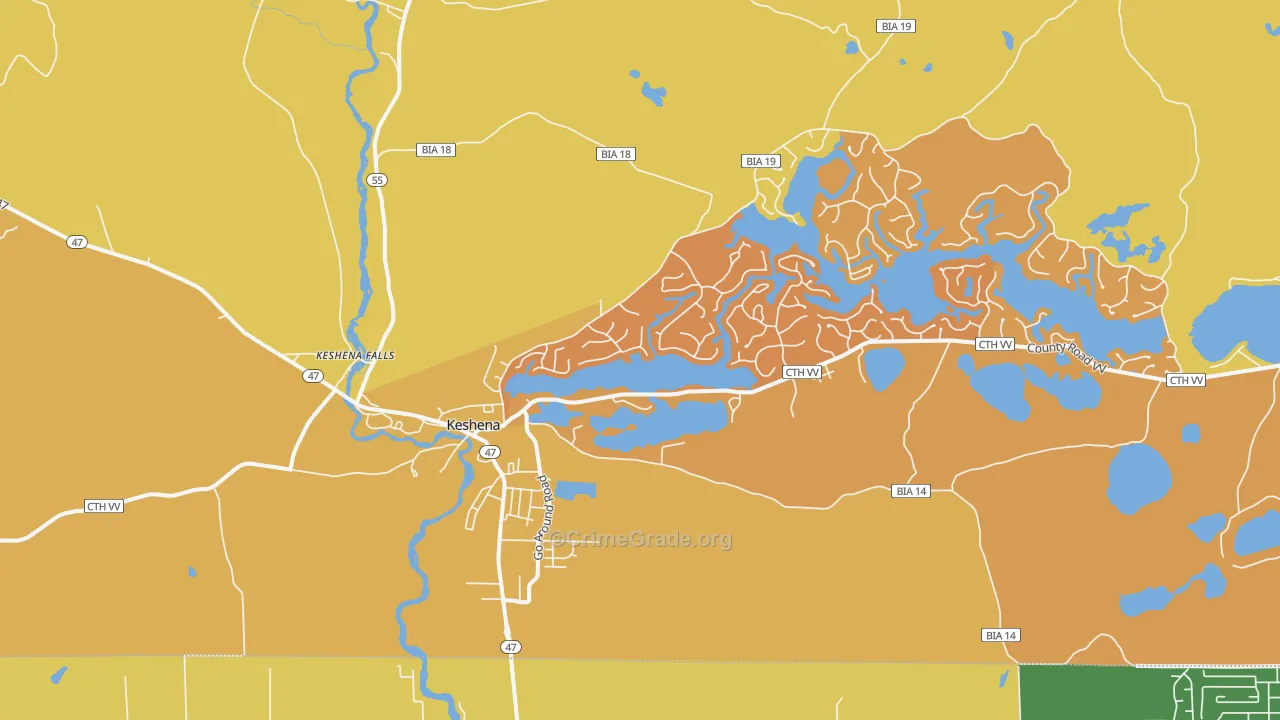 54135, WI Map of Vehicle Theft Rates