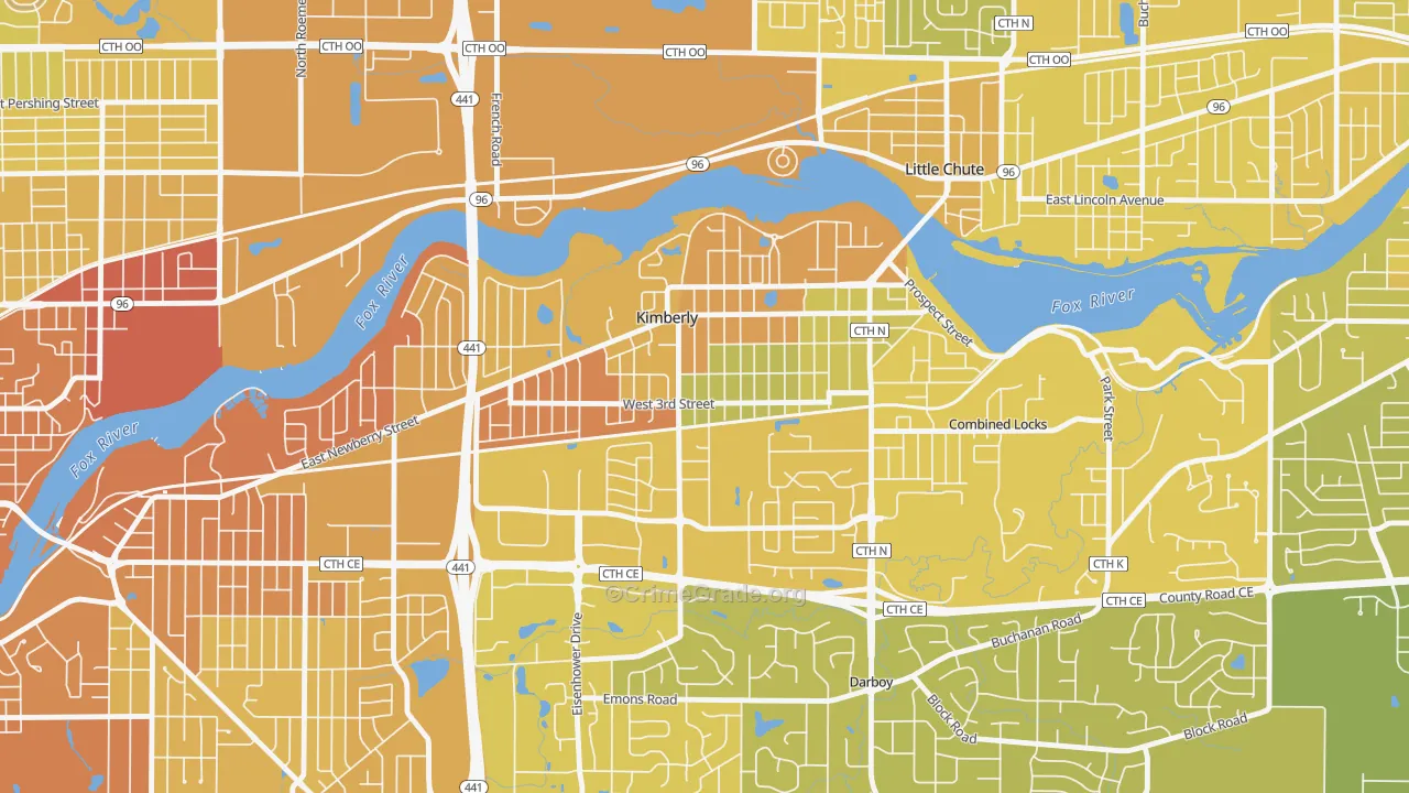 54136, WI Map of Vehicle Theft Rates