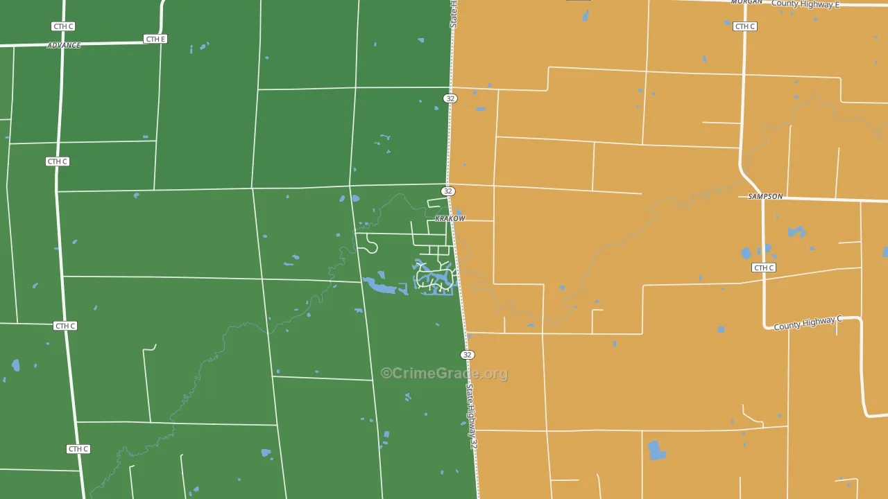 54137, WI Map of Vehicle Theft Rates