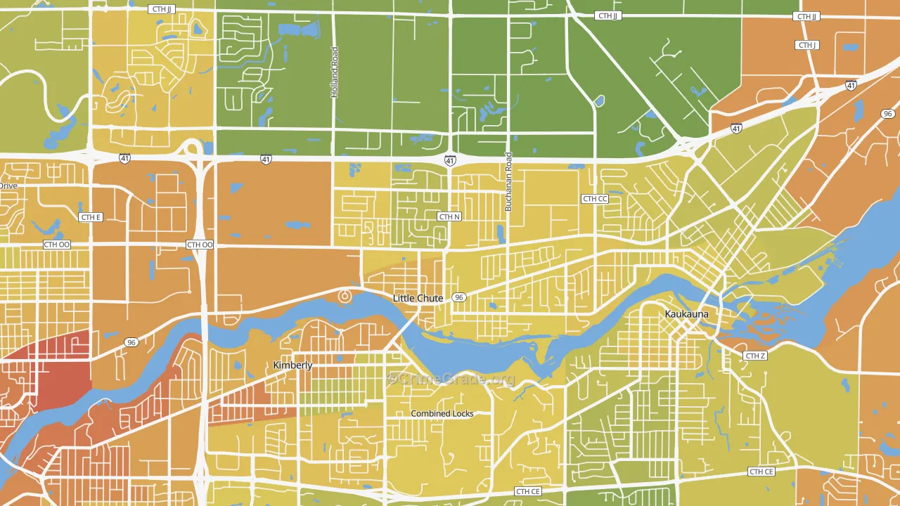 54140, WI Map of Vehicle Theft Rates