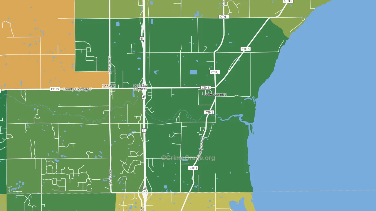 54141, WI Map of Vehicle Theft Rates