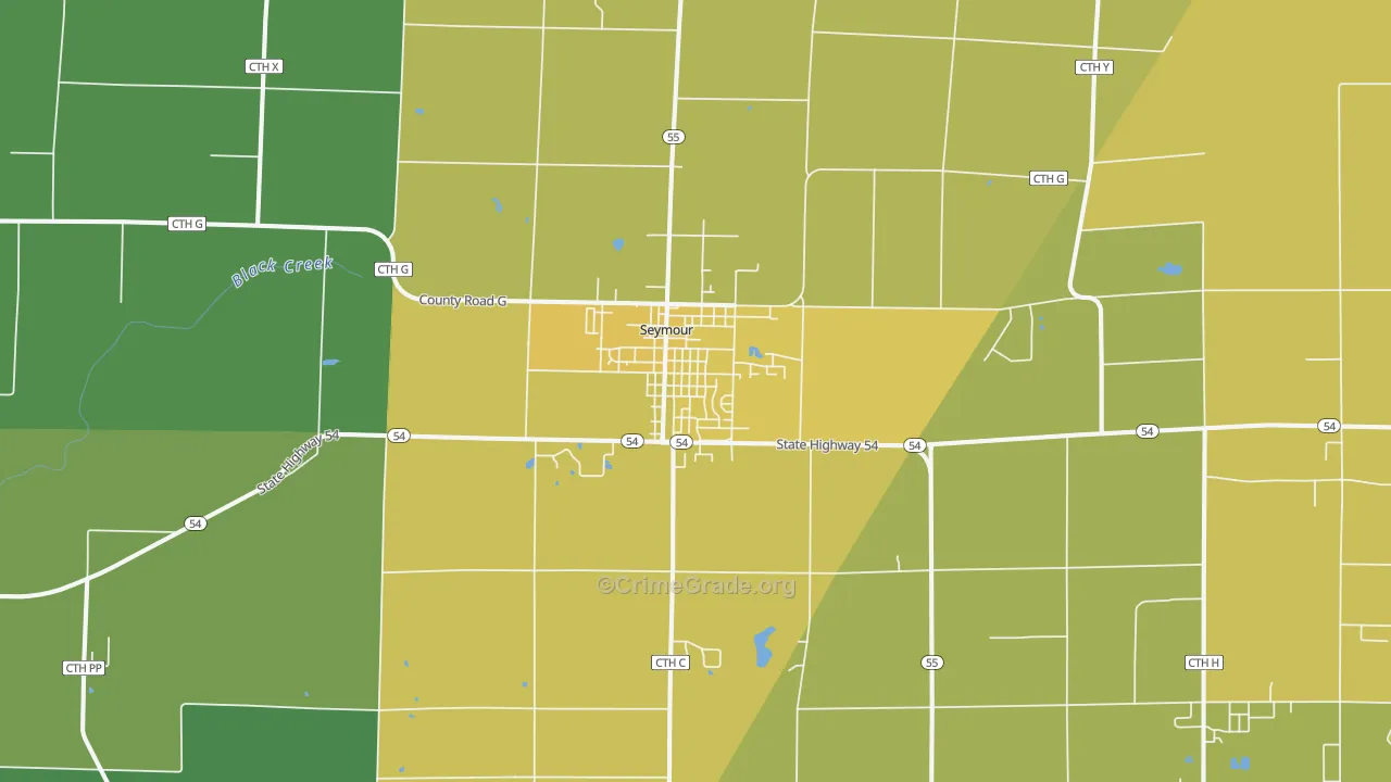 54165, WI Map of Vehicle Theft Rates