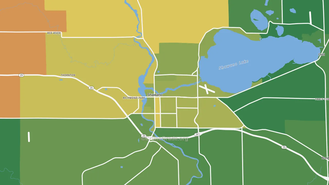 54166, WI Map of Vehicle Theft Rates