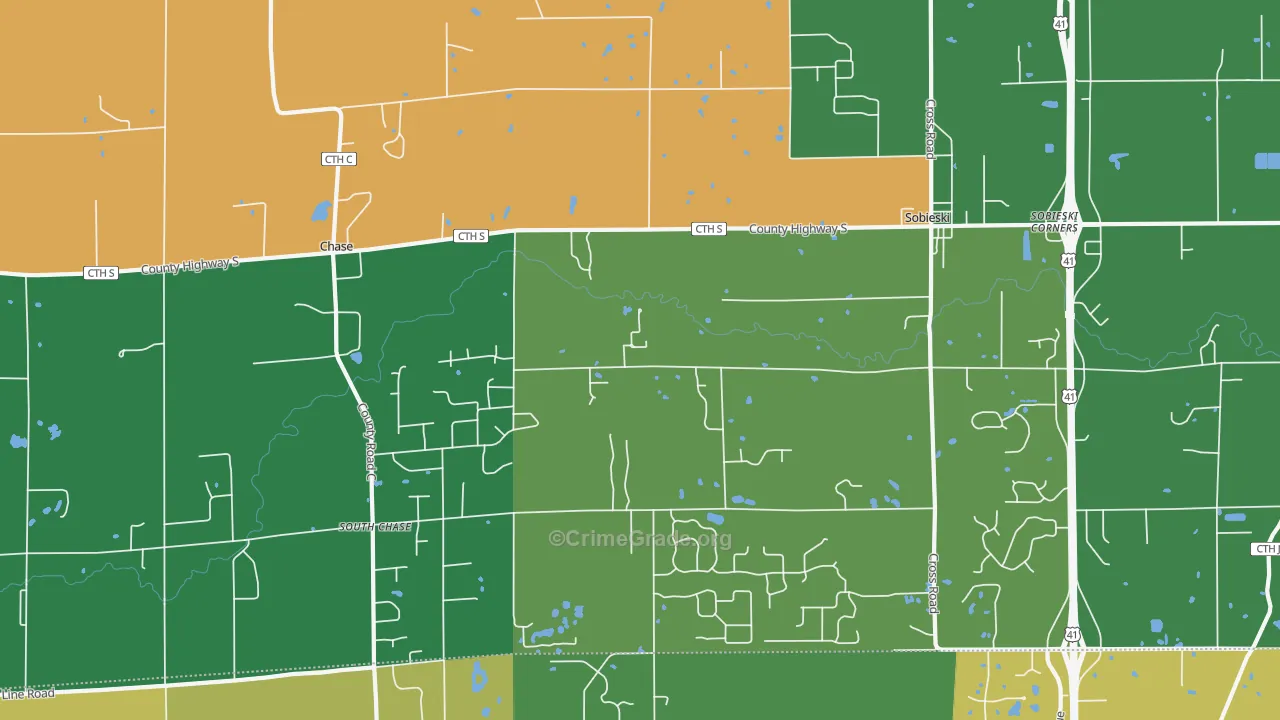 54171, WI Map of Vehicle Theft Rates