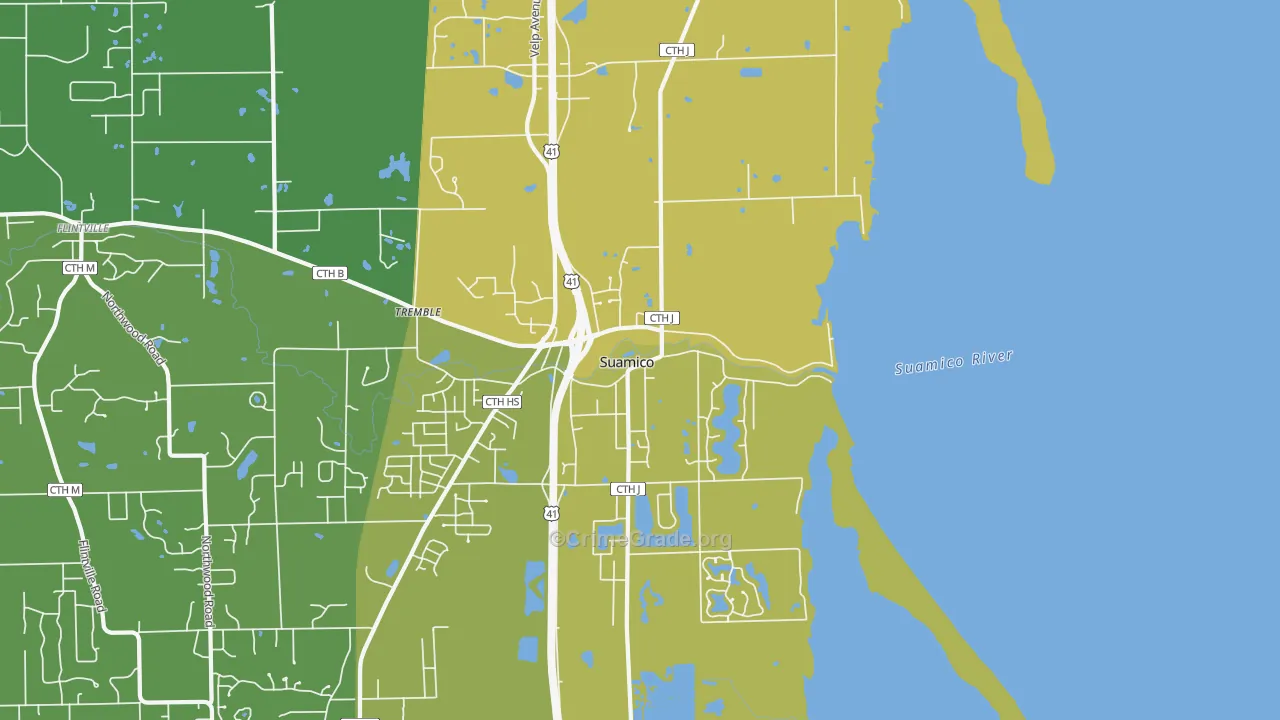 54173, WI Map of Vehicle Theft Rates