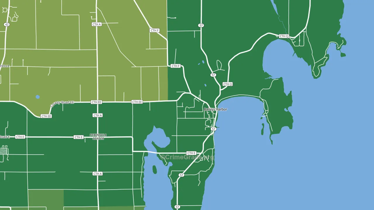 54202, WI Map of Vehicle Theft Rates