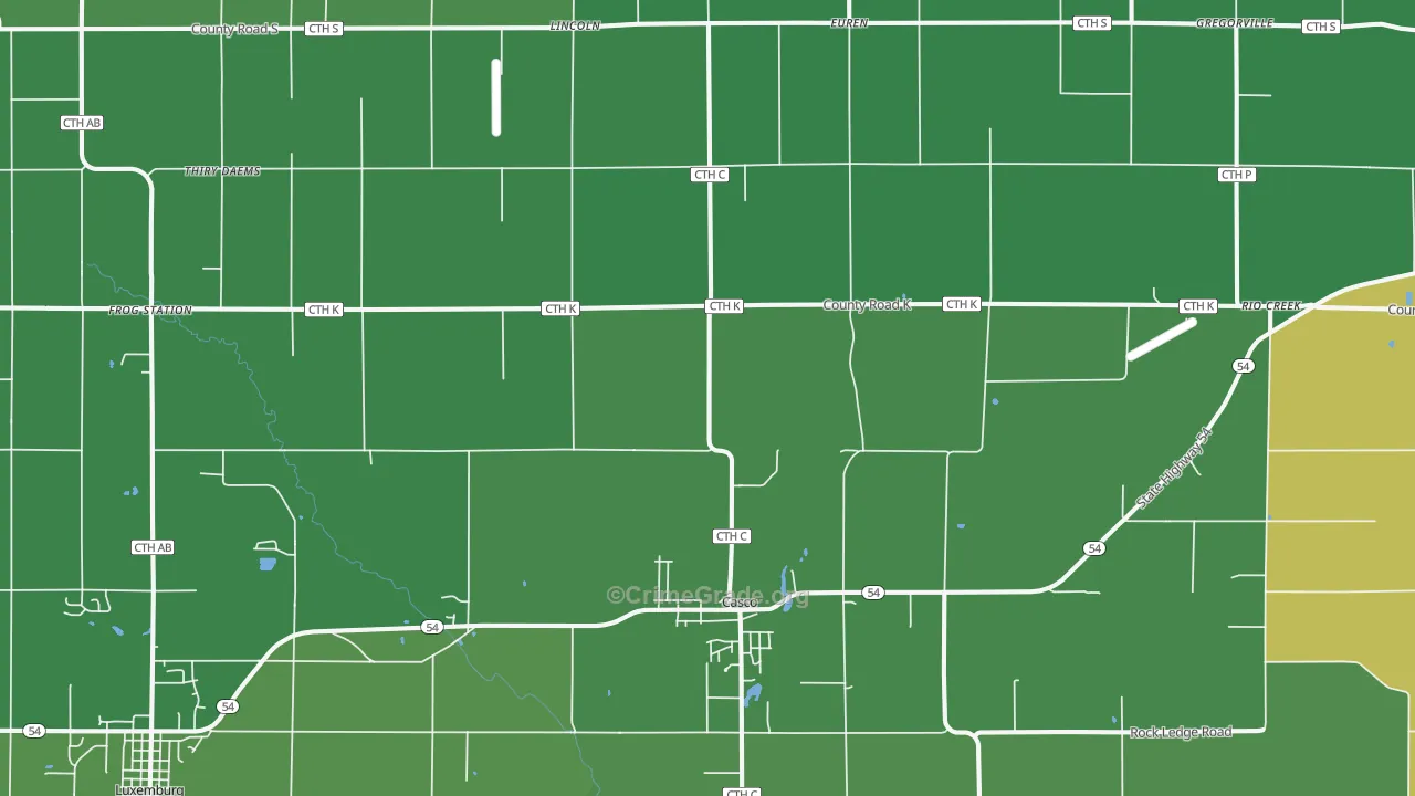 54205, WI Map of Vehicle Theft Rates