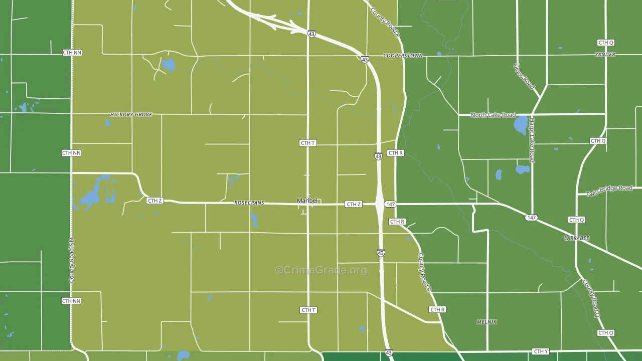 54227, WI Map of Vehicle Theft Rates