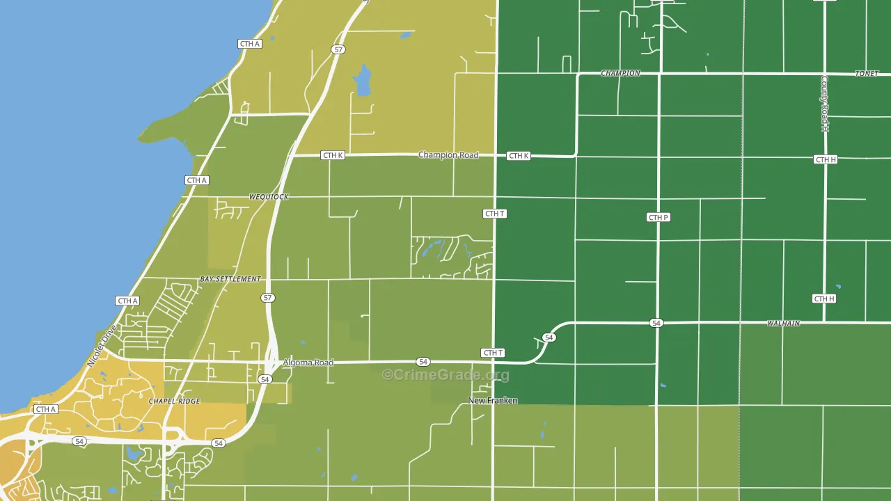 54229, WI Map of Vehicle Theft Rates
