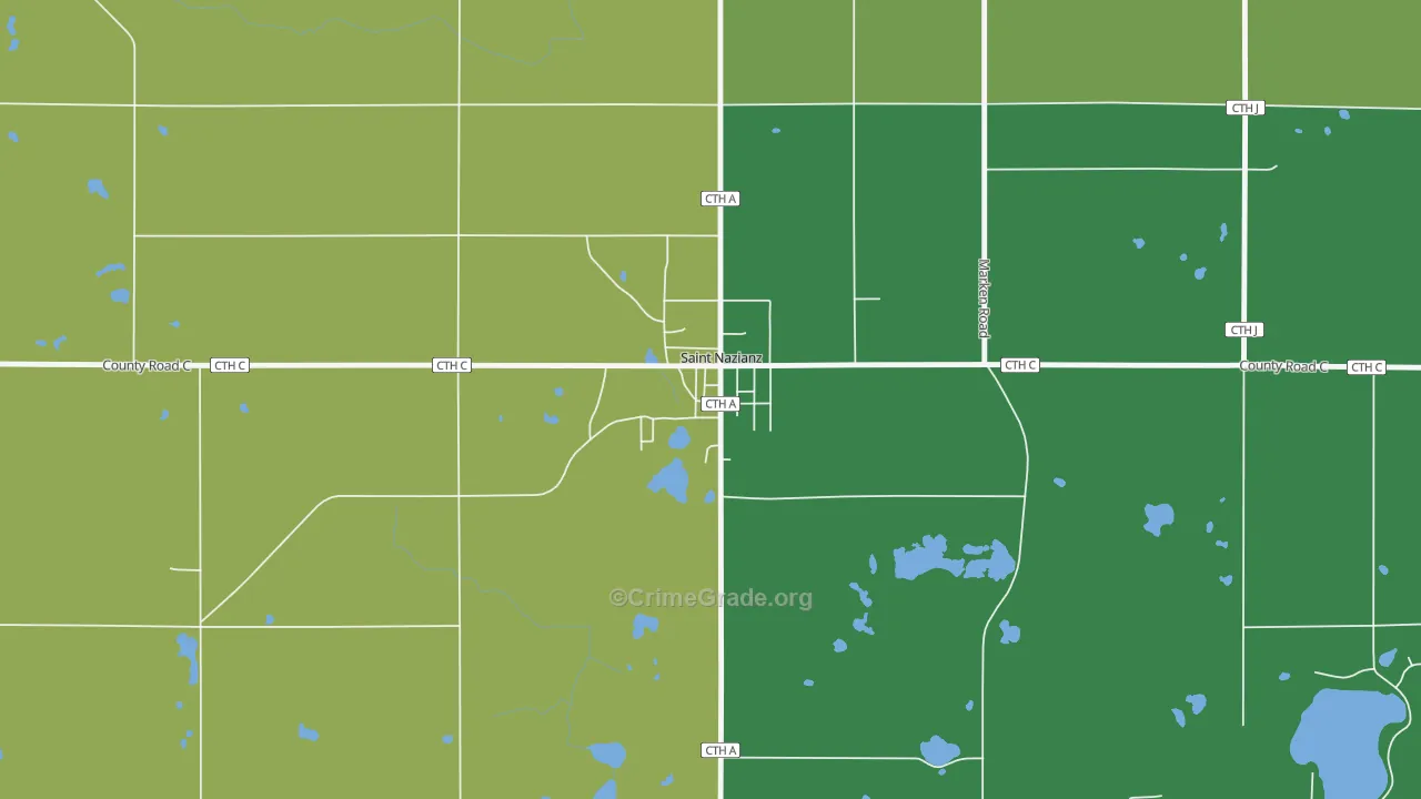 54232, WI Map of Vehicle Theft Rates