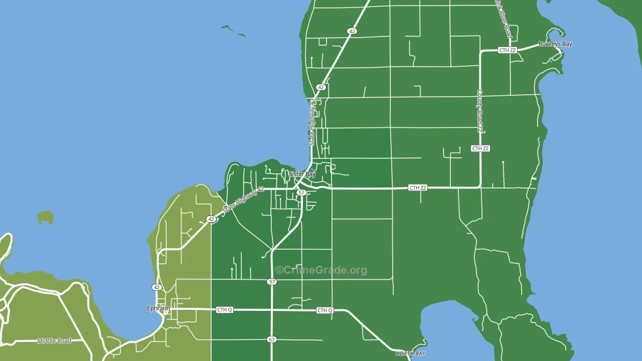 54234, WI Map of Vehicle Theft Rates