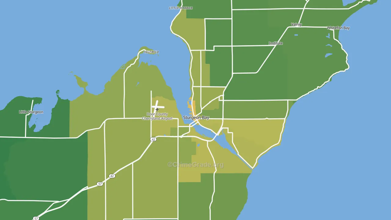 54235, WI Map of Vehicle Theft Rates