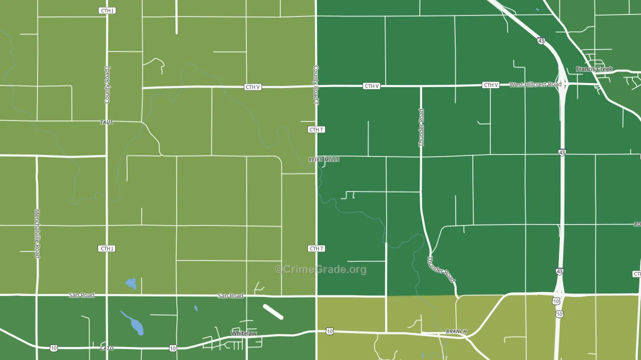 54247, WI Map of Vehicle Theft Rates