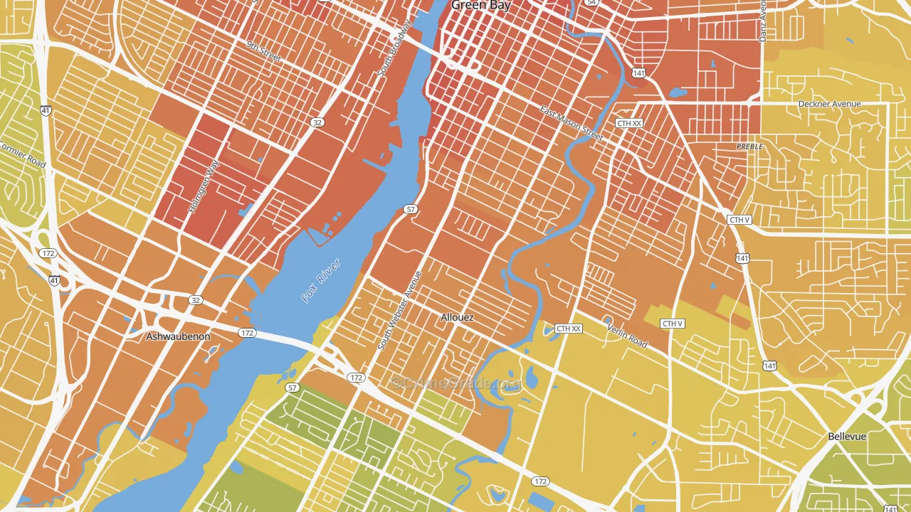 54301, WI Map of Vehicle Theft Rates