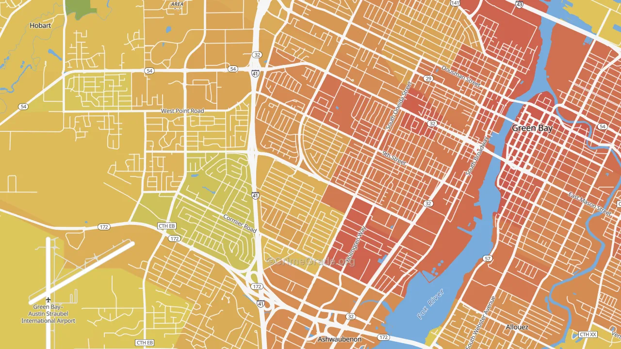 54304, WI Map of Vehicle Theft Rates