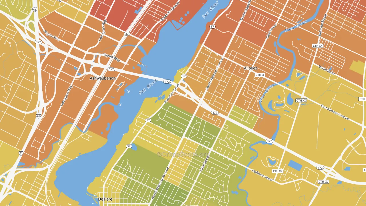 54307, WI Map of Vehicle Theft Rates