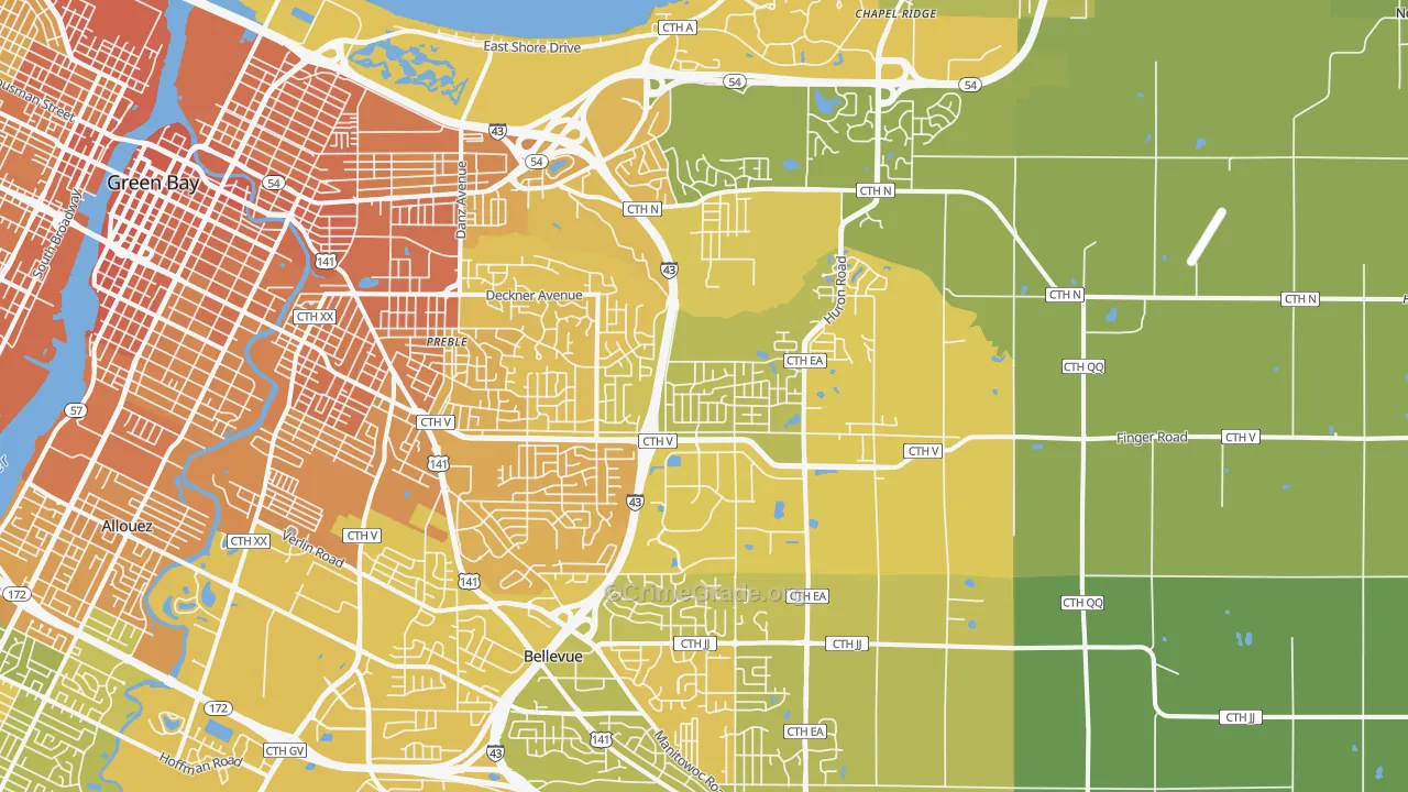 54311, WI Map of Vehicle Theft Rates