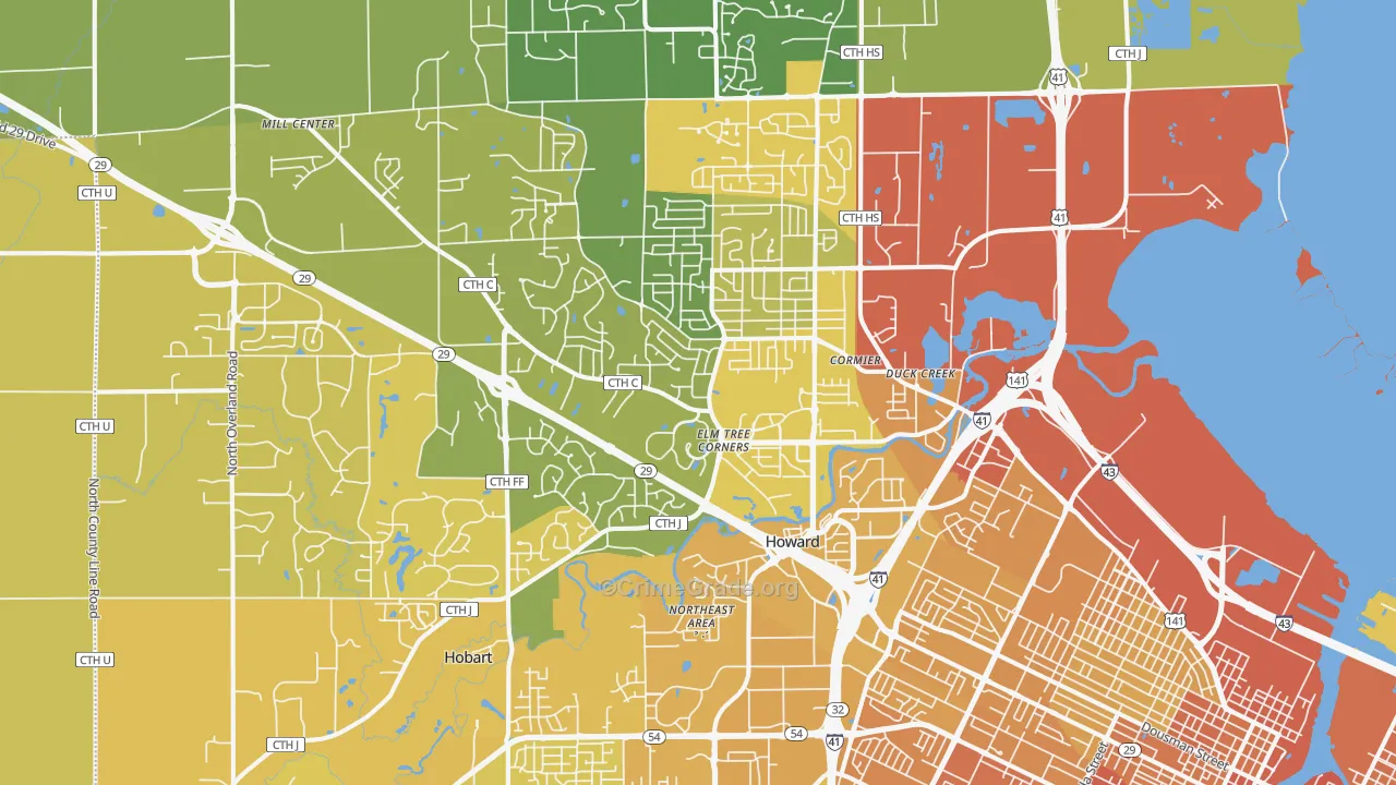 54313, WI Map of Vehicle Theft Rates