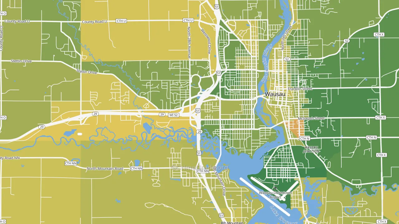 54401, WI Map of Vehicle Theft Rates