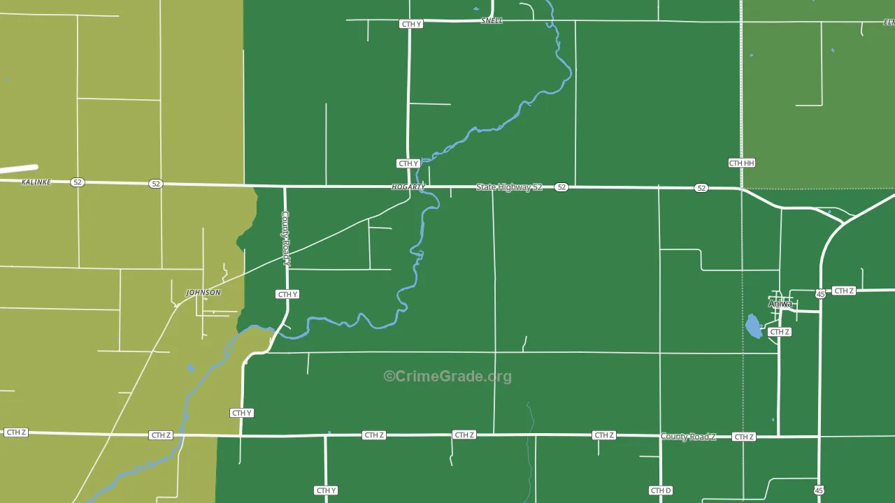 54408, WI Map of Vehicle Theft Rates
