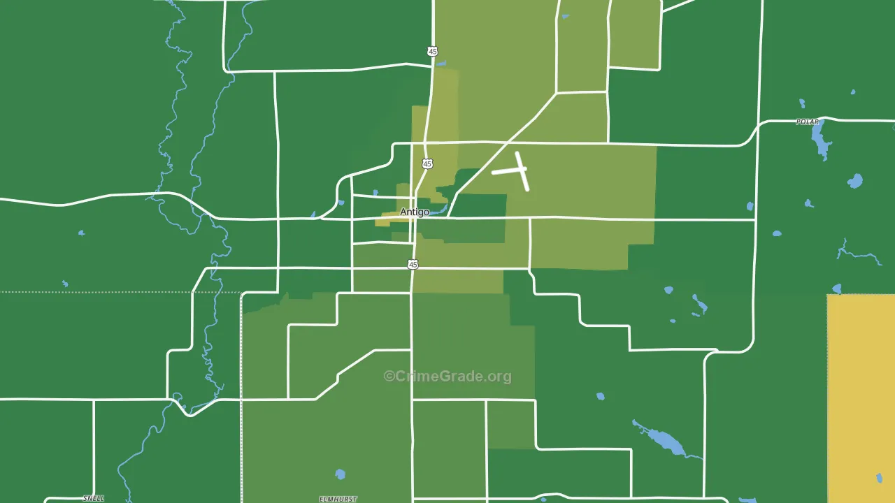 54409, WI Map of Vehicle Theft Rates