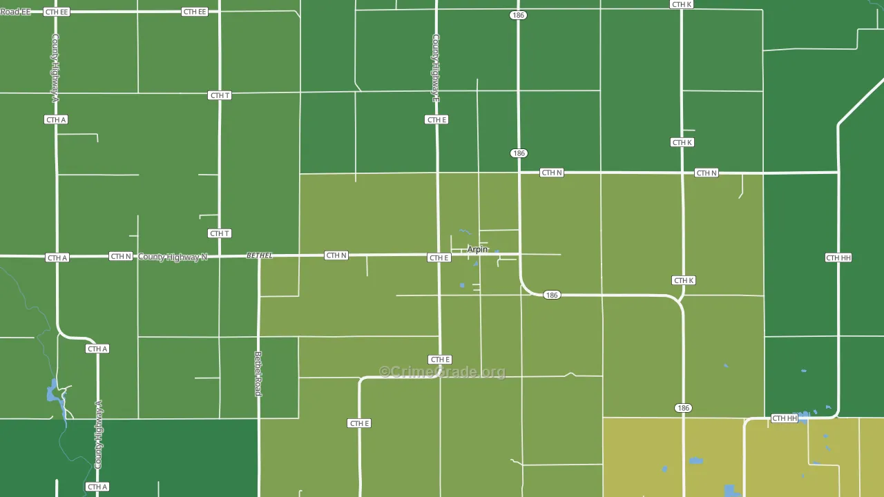 54410, WI Map of Vehicle Theft Rates
