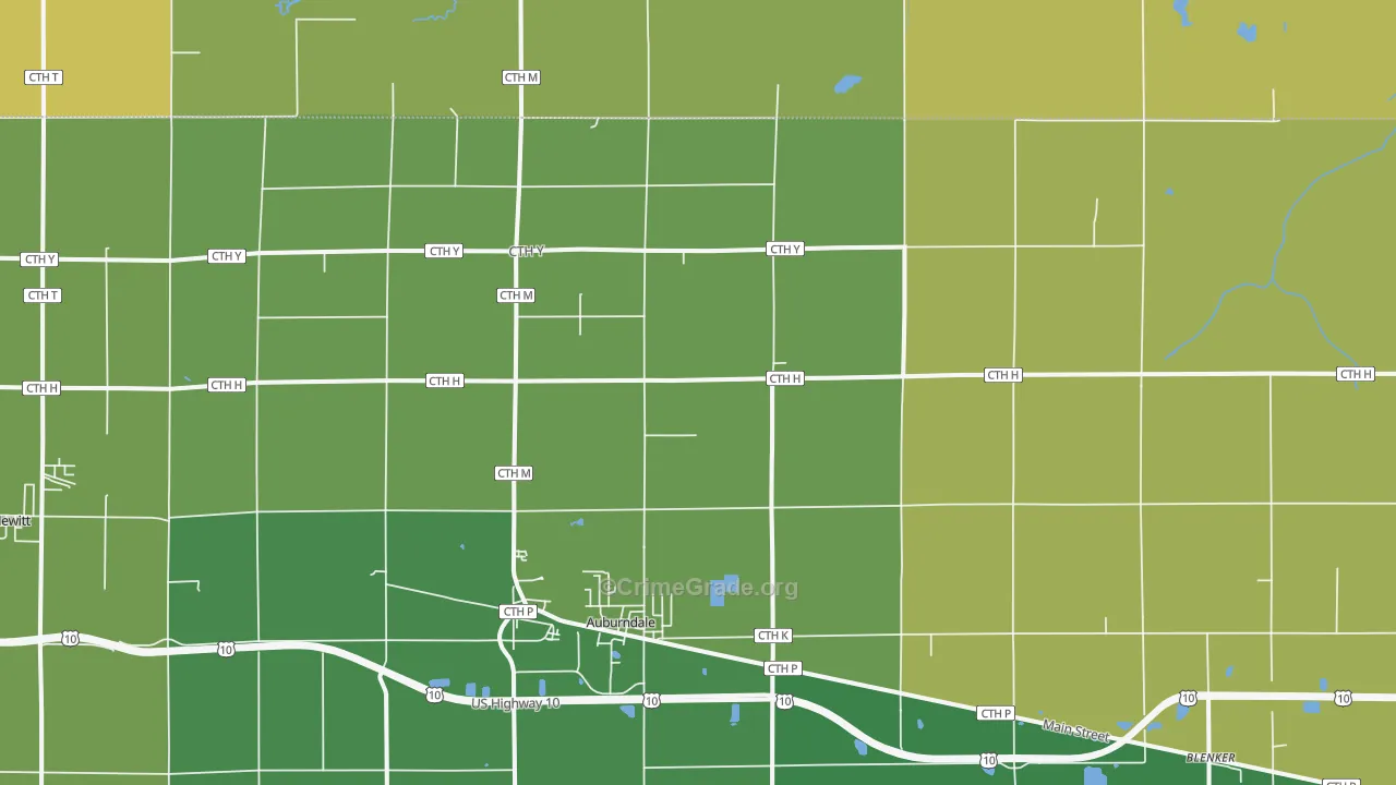 54412, WI Map of Vehicle Theft Rates